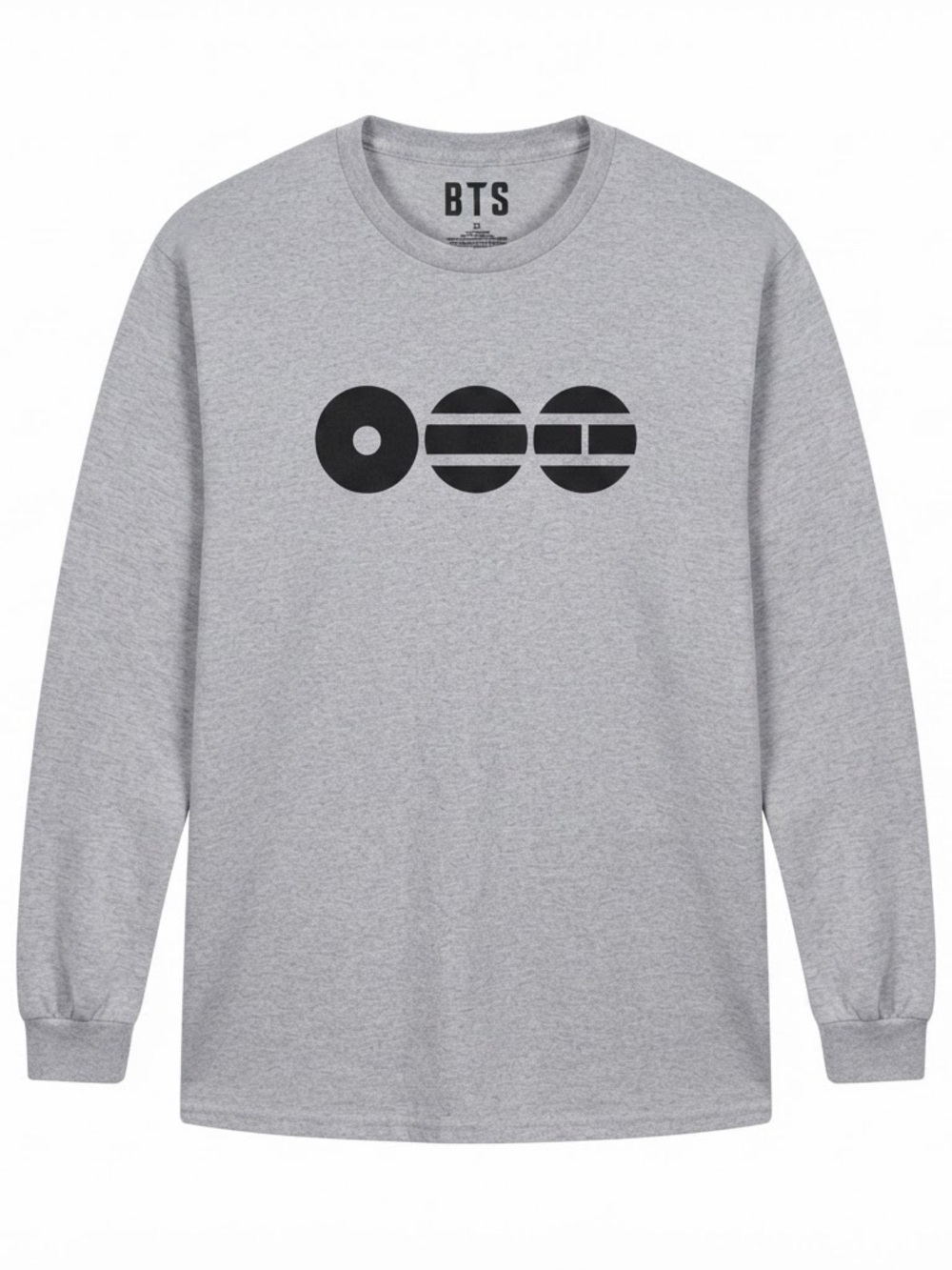 BTS Logo Long Sleeve T-Shirt Gray Black K-Pop HYBE Women’s XS NWT